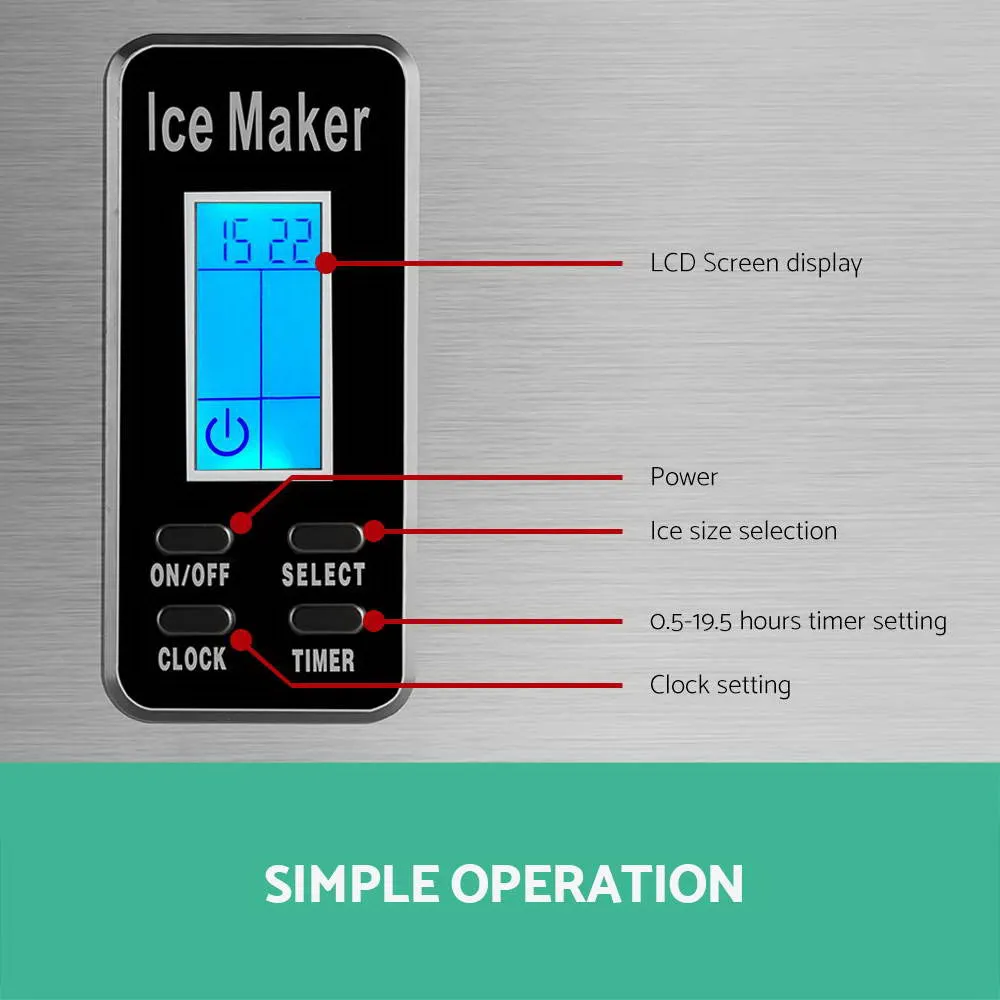 High-Capacity 3.2L Ice Maker, 15kg/day - Devanti