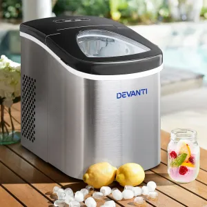 High-Capacity Portable Ice Maker 12kg Stainless Steel Devanti