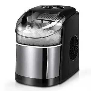 Ice Maker Machine for Countertop, Self-Cleaning Function, 26Lbs/24H Portable Ice Maker, 9 Cubes Ready in 6 Mins, Compact Ice Cube Maker with Ice Scoop & Basket for Home/Kitchen/Office/Bar (Black)