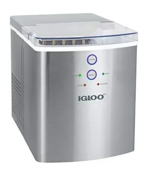 Igloo ICEB33SS Large-Capacity Stainless Steel Automatic Portable Electric Countertop Ice Maker Machine, 33 Pounds in 24 Hours, 9 Cubes Ready in 7 minutes, With Scoop and Basket