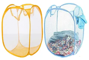 Kuber Industries Nylon 2 Piece Mesh Laundry Basket, 30Ltr (Multi)-CTKTC26007