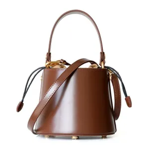 Leather Mini Bucket Bag For Fashionable Women