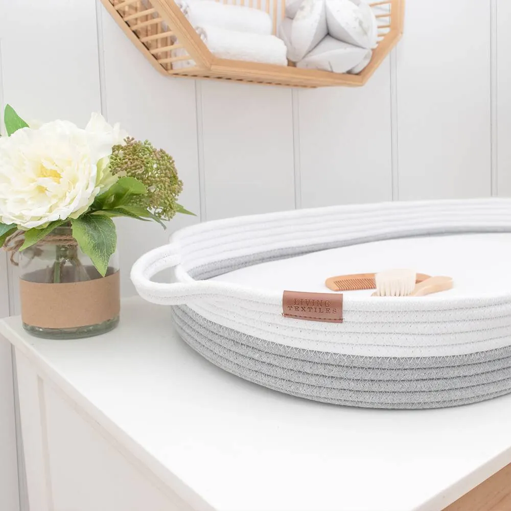 Living Textiles | 100% Cotton Rope Change Basket - White/Grey