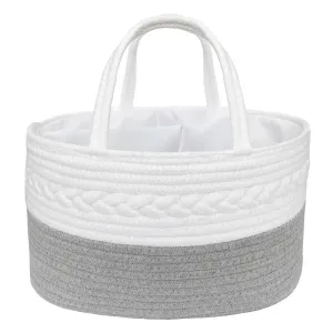 Living Textiles | 100% Cotton Rope Nappy Caddy - Small - Grey/White