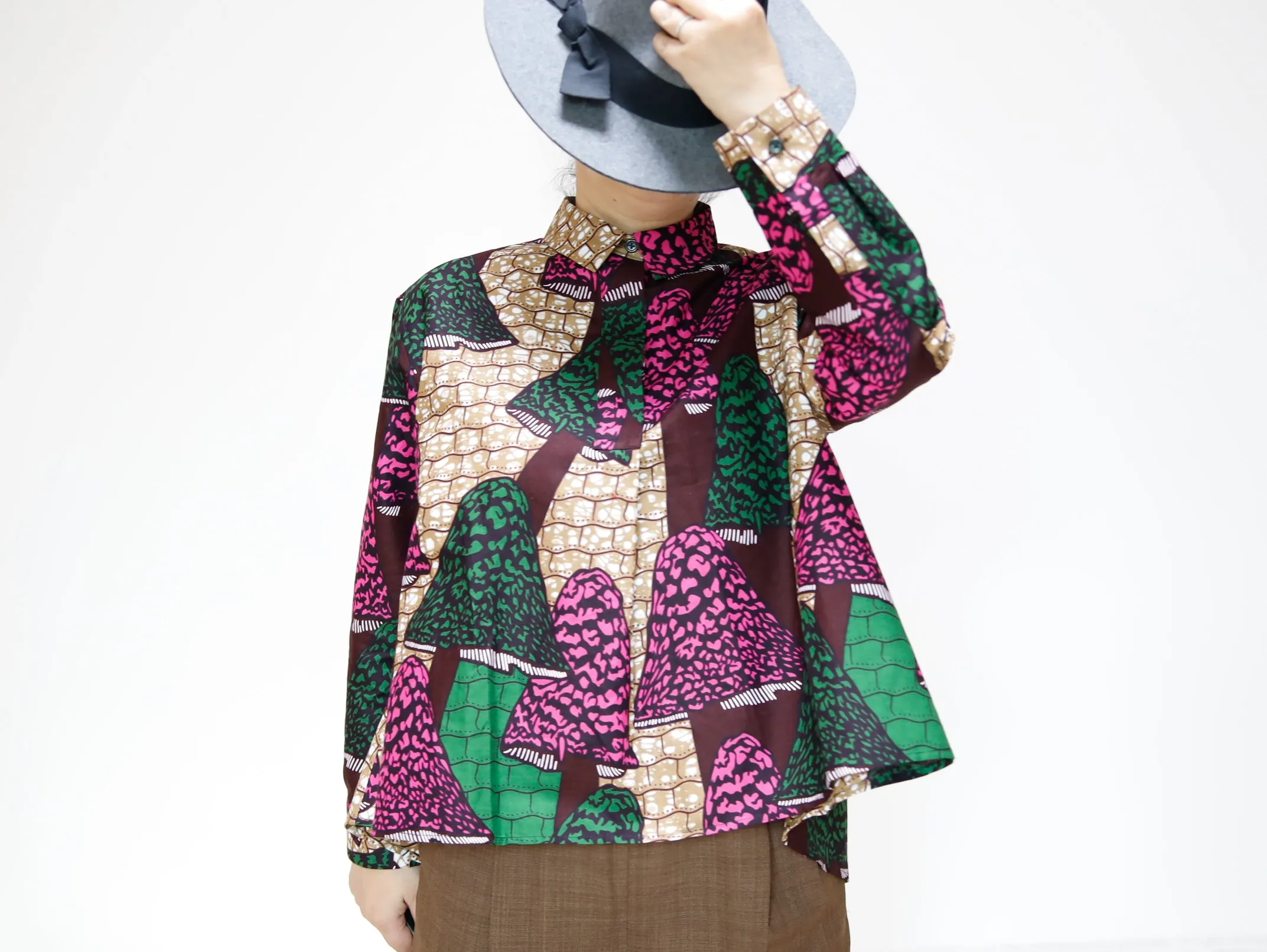 <T17J-019> AFRICAN PRINTED FRONT TUCK Shirt