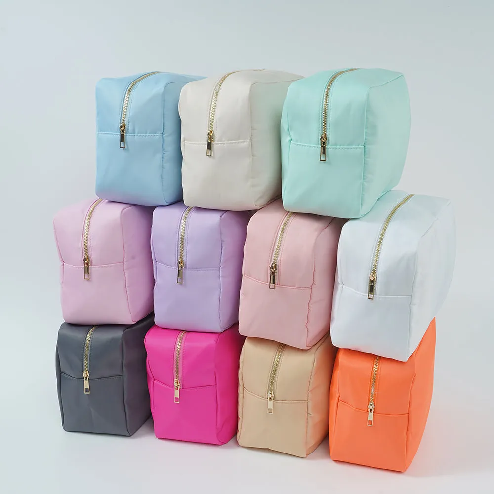 Medium Nylon Zippered Cosmetic Bag - Assorted Colors