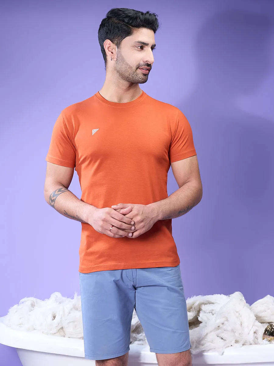 Men Cotton Orange Half Sleeves Expert Tee ET19