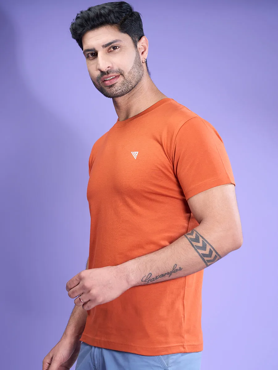 Men Cotton Orange Half Sleeves Expert Tee ET19