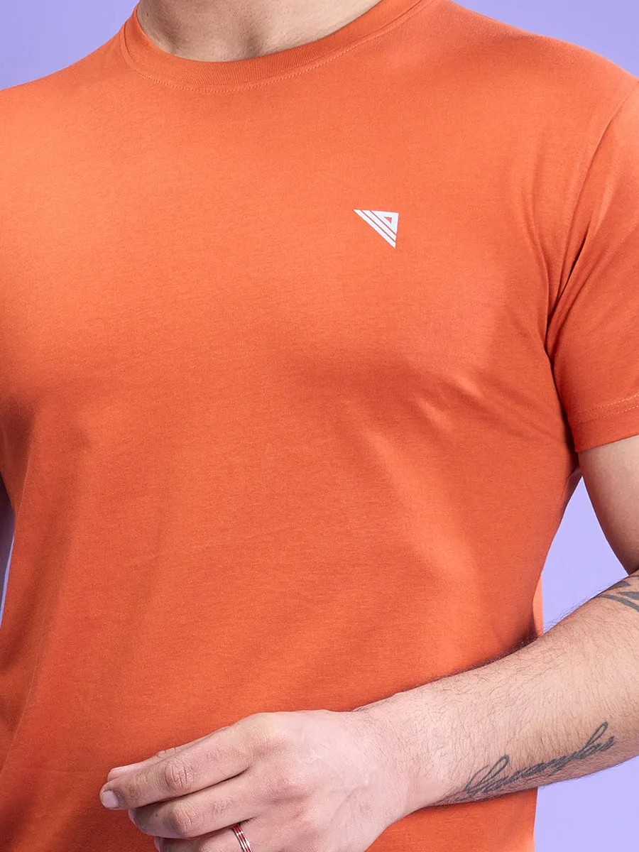 Men Cotton Orange Half Sleeves Expert Tee ET19