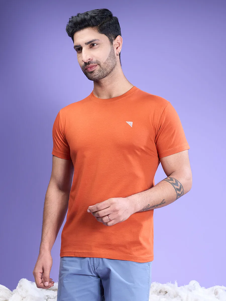 Men Cotton Orange Half Sleeves Expert Tee ET19