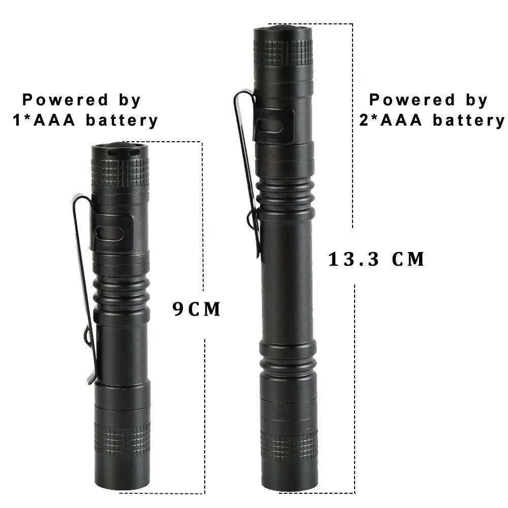 Min LED Portable Flashlight AAA Dry Battery With Pen Clip UV Light Pocket Torch Outdoor Waterproof Camping Hiking Flash Light