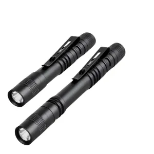 Min LED Portable Flashlight AAA Dry Battery With Pen Clip UV Light Pocket Torch Outdoor Waterproof Camping Hiking Flash Light