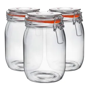 Neo 1L Pack of 3 Canisters with Airtight Silicone Seal Lids