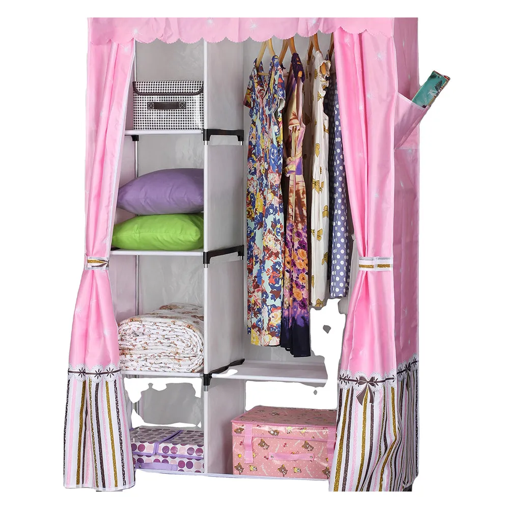 (Net) Wardrobe Fabric Wardrobe Folding Wardrobe Laundry Cabinet with Clothes Rail with Roll-Up Doors Wardrobe Clothes Cabinet Textile Wardrobe / PL13-105