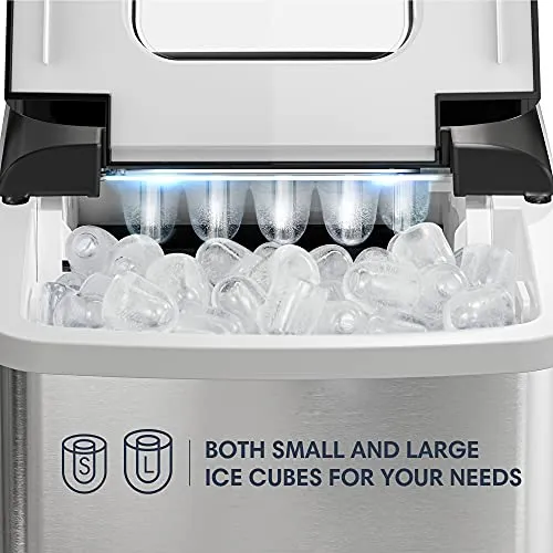 NOVETE Portable Ice Maker for Countertops, Ice Ready in 6 Minutes, 28.7 lb Ice in 24 Hours, No Water Line or Drain Line Required, Home Ice Machine with Ice Scoop and Basket