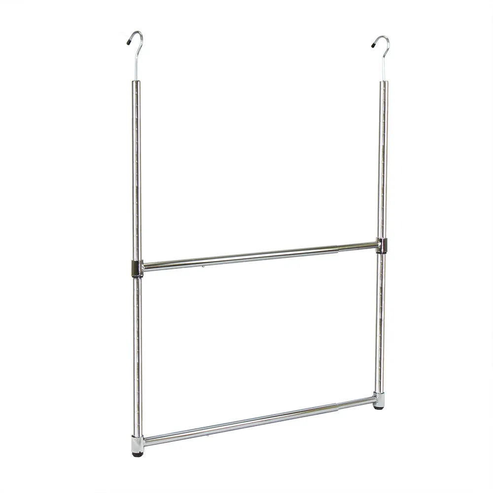 Oceanstar 2-Tier Portable Adjustable Closet Hanger Rod, Chrome ACR1538C