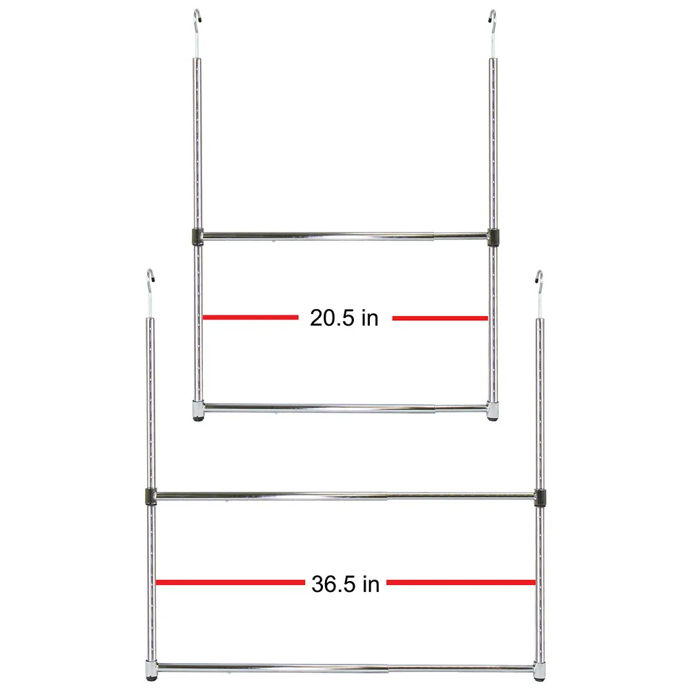 Oceanstar 2-Tier Portable Adjustable Closet Hanger Rod, Chrome ACR1538C