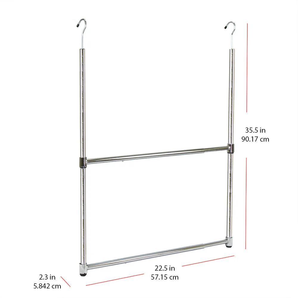 Oceanstar 2-Tier Portable Adjustable Closet Hanger Rod, Chrome ACR1538C