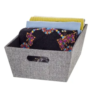 Open Bin Large - Herringbone Black