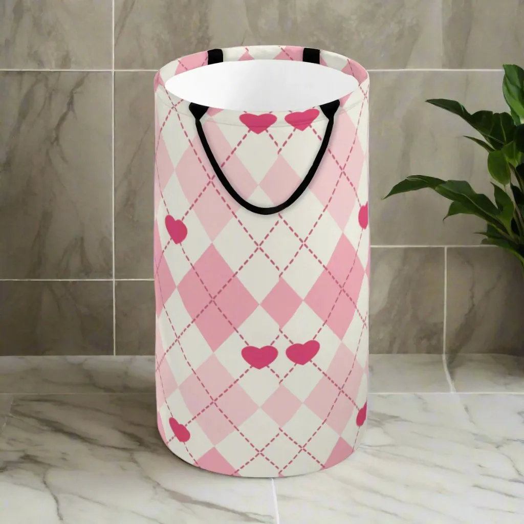 Pink Heart Foldable Basket