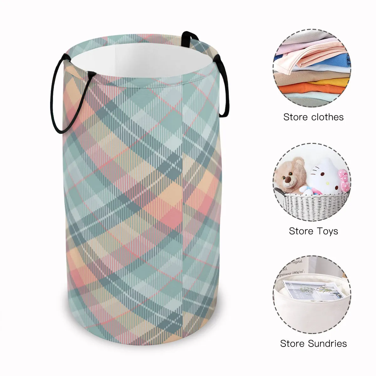 Plaid Fodlable Laundry Basket