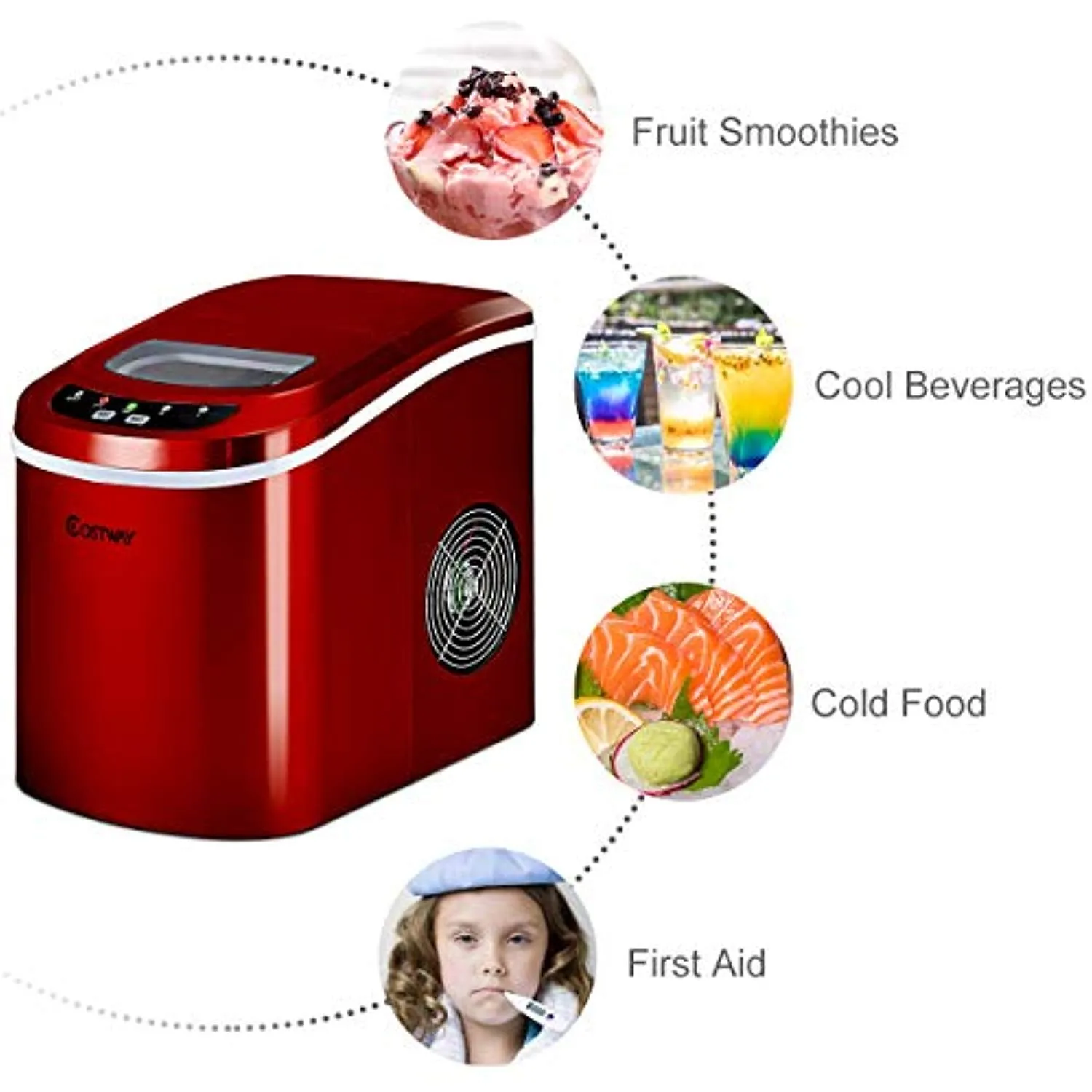 Portable & Compact Ice Maker Machine, Ice Cubes Ready in 6 Mins