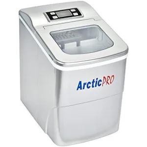 PORTABLE DIGITAL ICE MAKER MACHINE by Arctic-Pro with Ice Scoop, First Ice in 6-8 Minutes, 26 Pounds Daily, Great for Kitchens, Tailgating, Bars, Party, Small/Large Cubes, Silver, 11.5x8.7x12.5 Inch