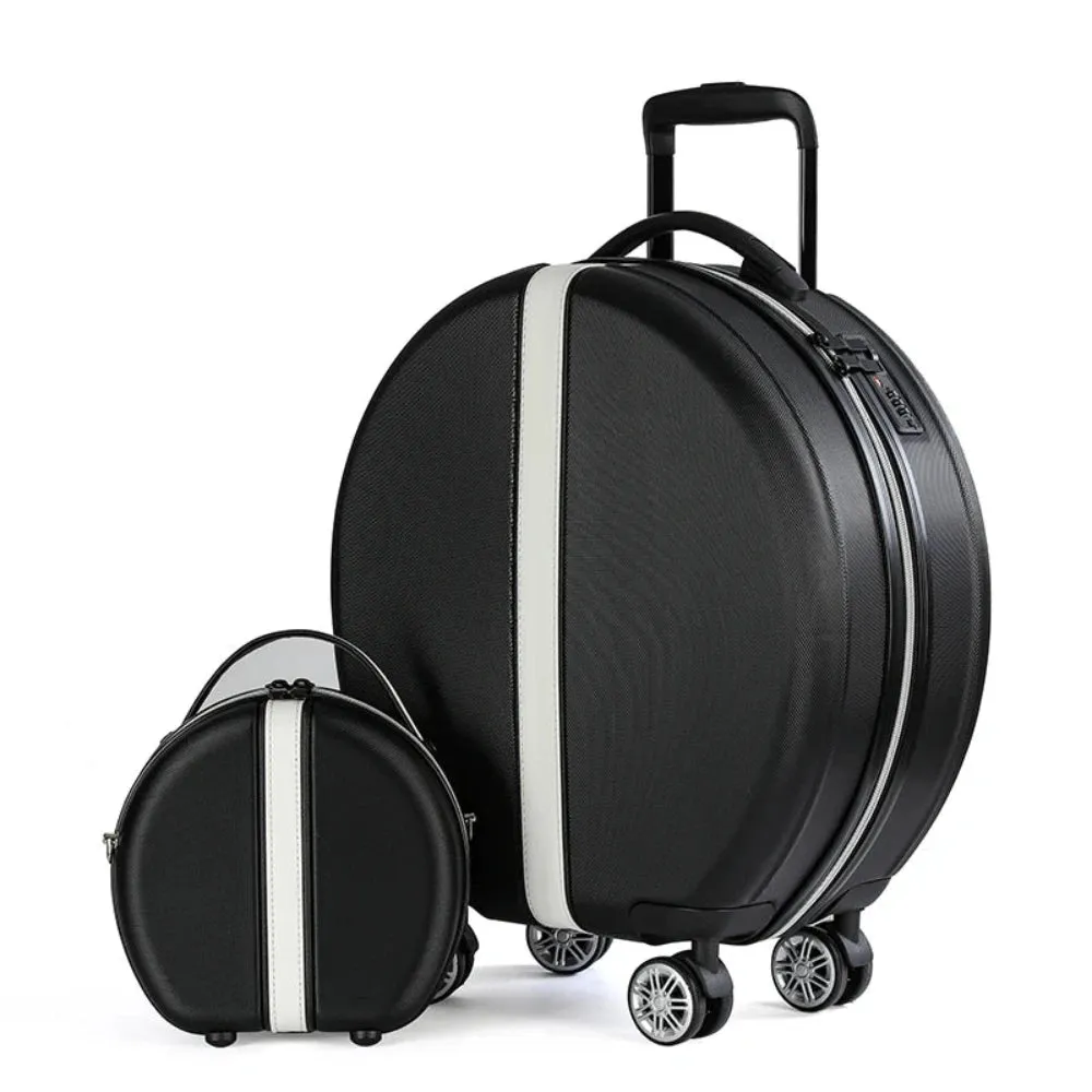 Portable Travel Set: Round Suitcase & Shoulder Bag