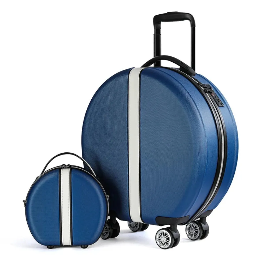 Portable Travel Set: Round Suitcase & Shoulder Bag