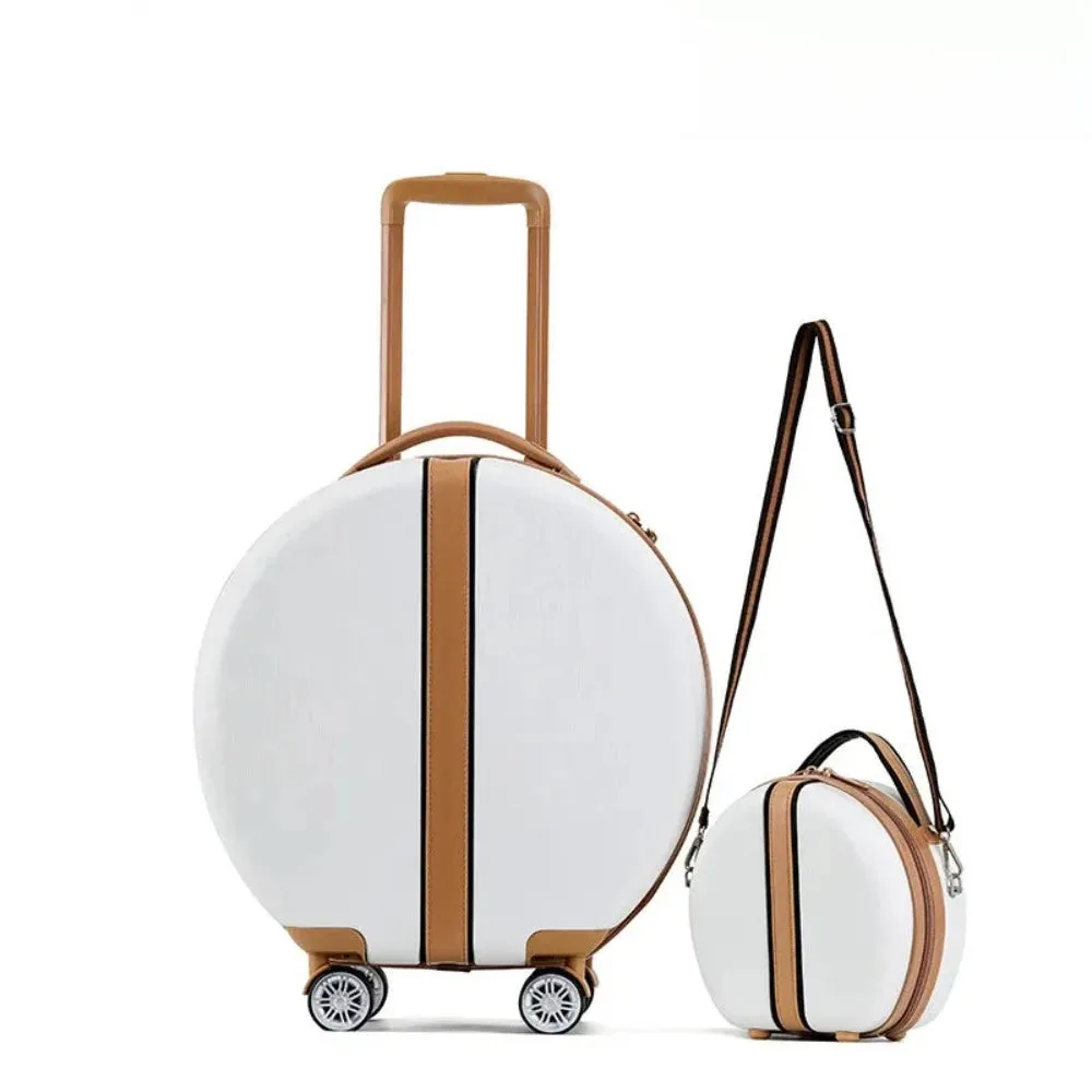 Portable Travel Set: Round Suitcase & Shoulder Bag