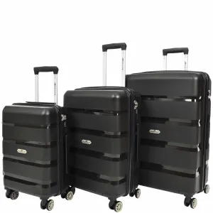 PP Hard Shell Luggage Expandable Four Wheel Suitcases Cygnus Black