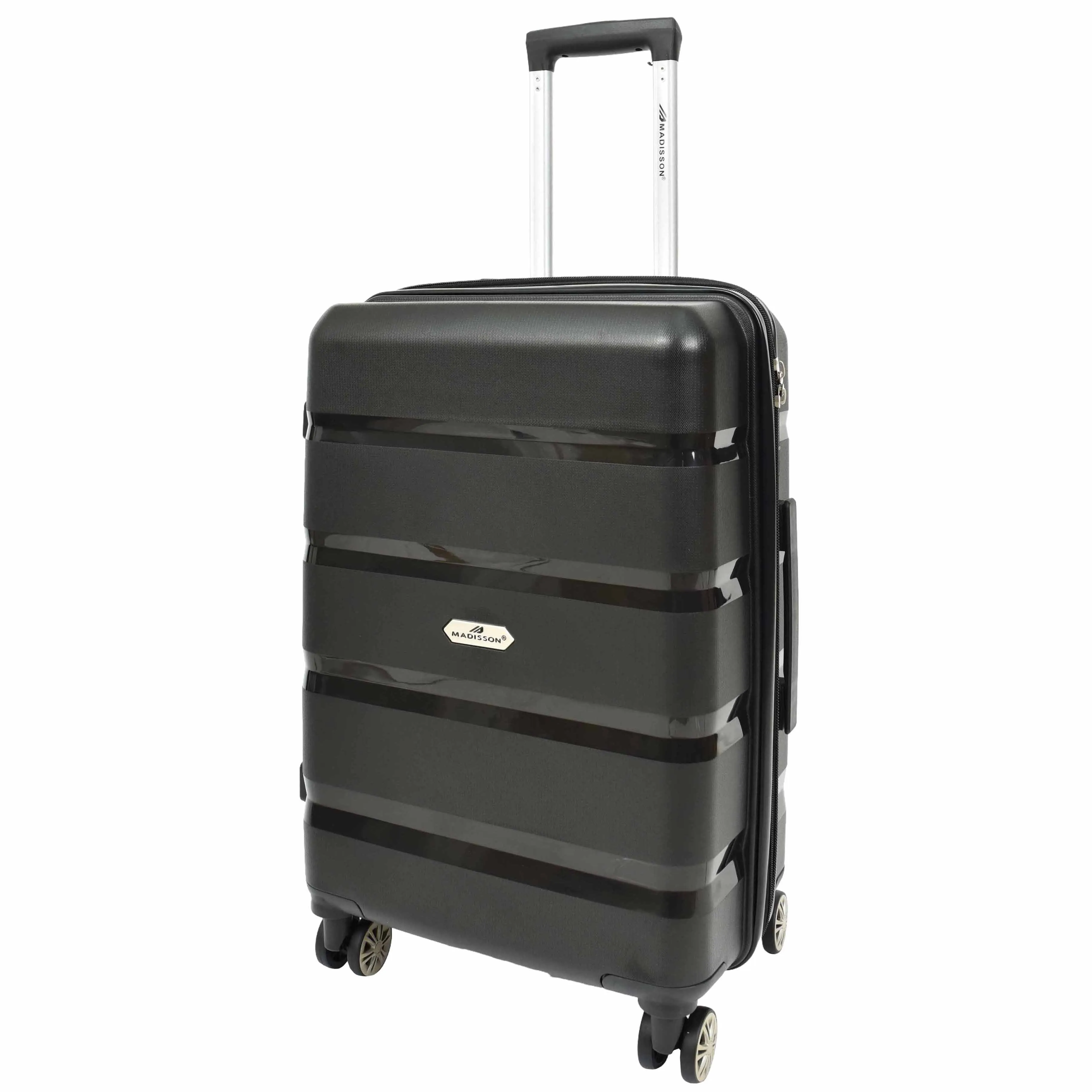 PP Hard Shell Luggage Expandable Four Wheel Suitcases Cygnus Black