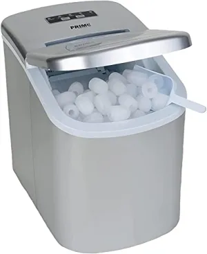 Prime Home Direct Ice Makers Countertop - Ice Maker Machine for Counter top Makes Ice Cubes in 8 Minutes, 26 Lbs of Ice in 24 Hrs - Ice Machine includes Scoop and Basket - Portable Ice Maker - Silver