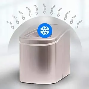 Prime Home Direct Ice Makers Countertop - Ice Maker Machine for Counter top Makes Ice Cubes in 8 Minutes, 26 Lbs of Ice in 24 Hrs - Ice Machine includes Scoop and Basket - Portable Ice Maker - Silver