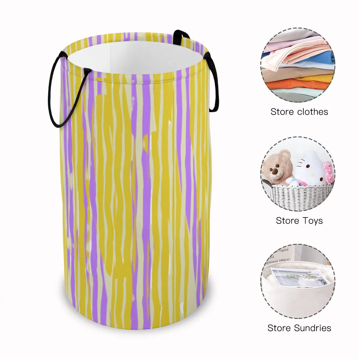 Purple & Yellow Stripe Foldable Basket