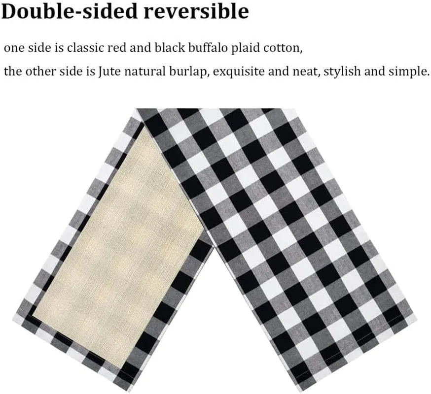 "Reversible Buffalo Check Christmas Table Runner - 14 X 108 Inch"