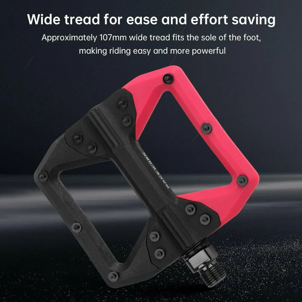 RACEWORK Nylon Bike Pedal Road MTB Pedals Flat Platform Mountain Bicycle Ultralight Seal Bearings Pedals Cycling Accessories