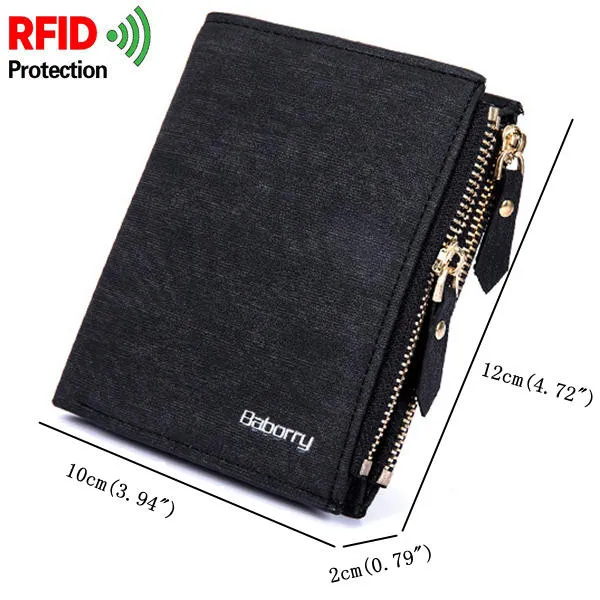 RFID Blocking Secure Wallet Protective Coin Bag Business PU Leather Zipper For Men