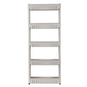 RONSHIN 5-layer Shelf Rolling Storage Shelf for Household Living Room Organizer Grey