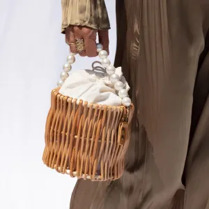 Round Portable Rattan Basket Women Handbag By APT