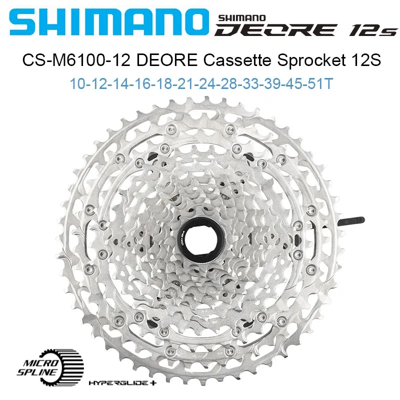 SHIMANO Deore M6100 Cassette 12 Speed Mountain Bike Flywheel 12V Variable 12Speed Flying 12S 10-51T M6100 Micro Spline Cassette