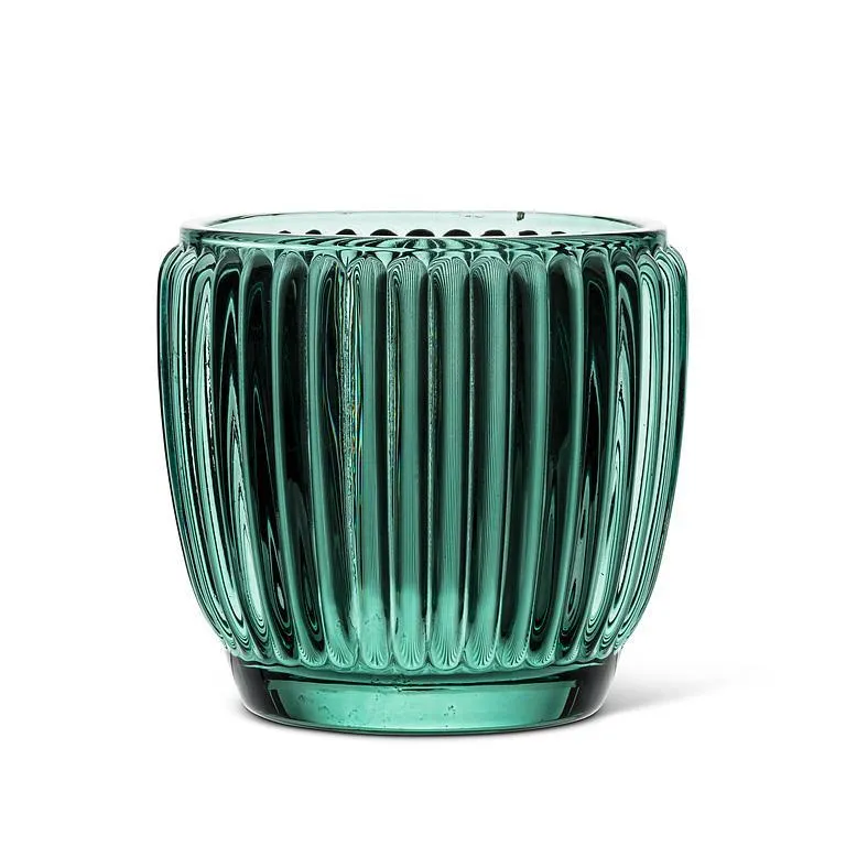 Small Ribbed Votive Holder - Green