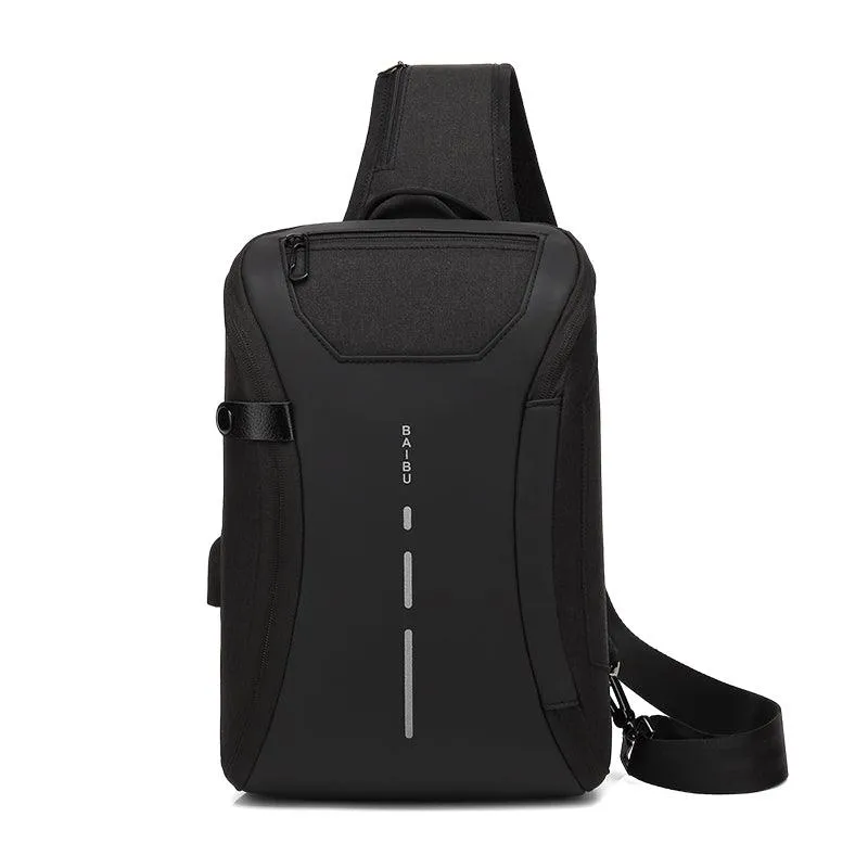 Smart WaterProof Sports Shoulder Bag With USB Port-Black