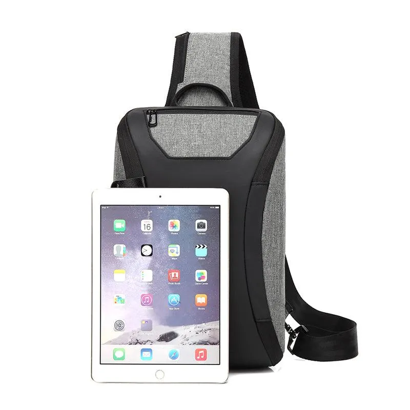 Smart WaterProof Sports Shoulder Bag With USB Port-Black