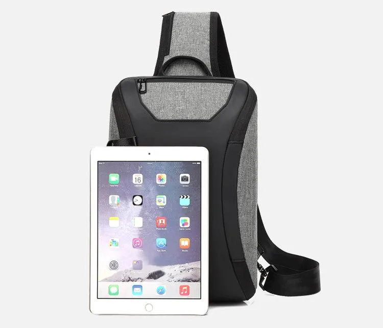 Smart WaterProof Sports Shoulder Bag With USB Port-Grey