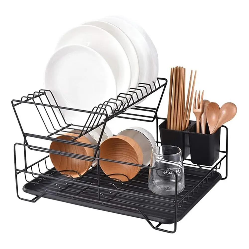 Stainless Steel Double Rows Utensils Drying Rack