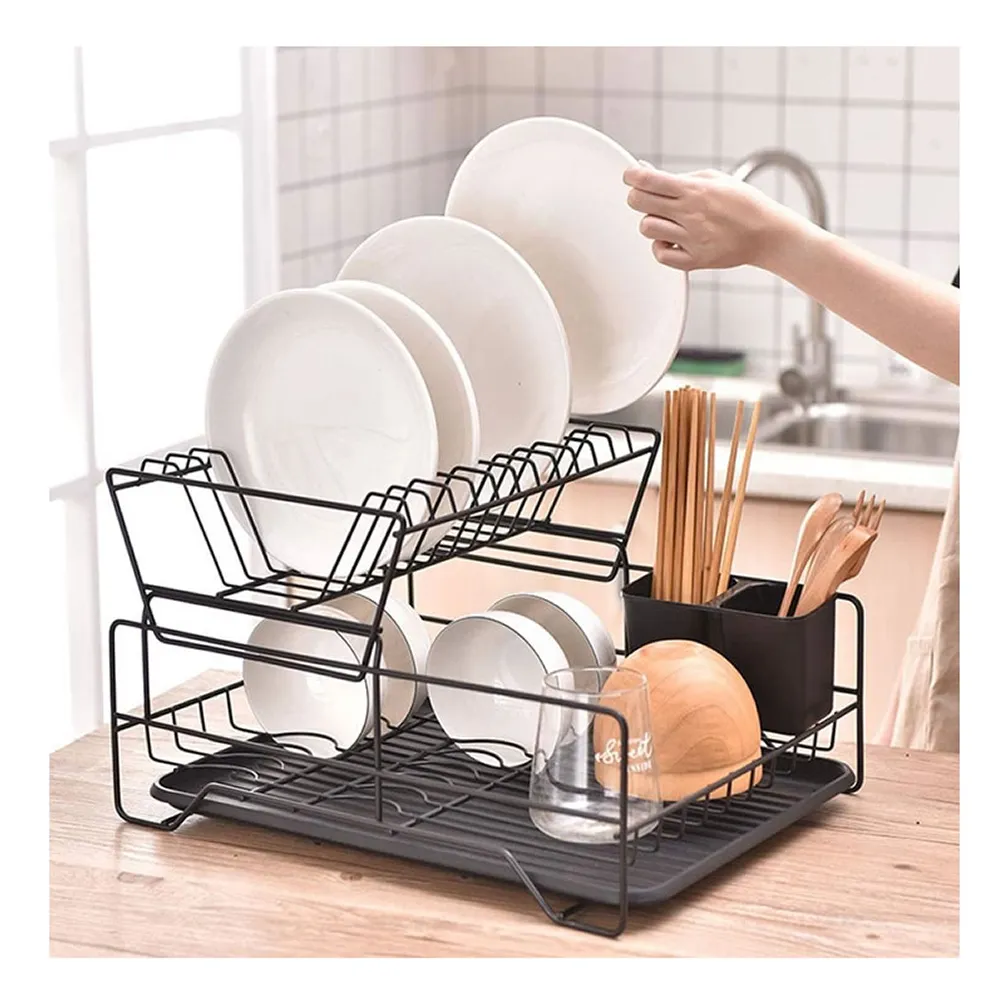 Stainless Steel Double Rows Utensils Drying Rack