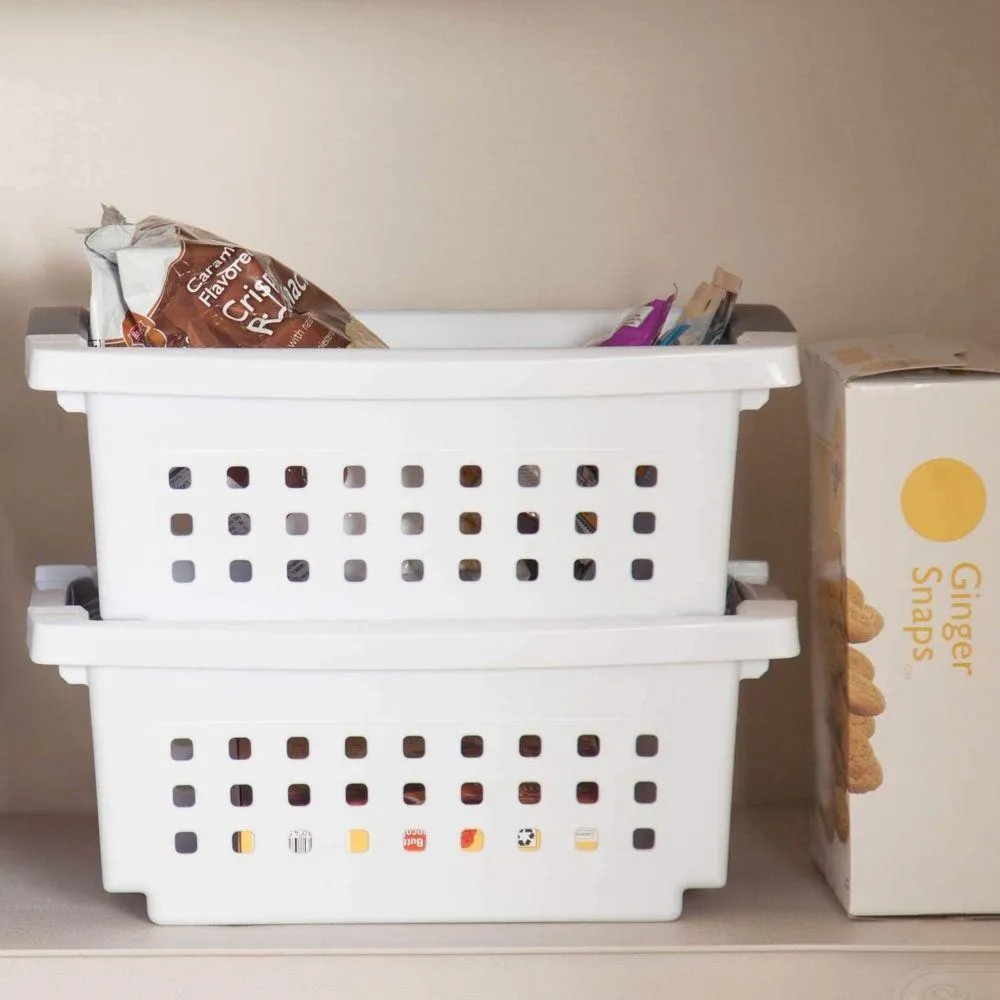 Sterilite Large Stackable Storage Basket White