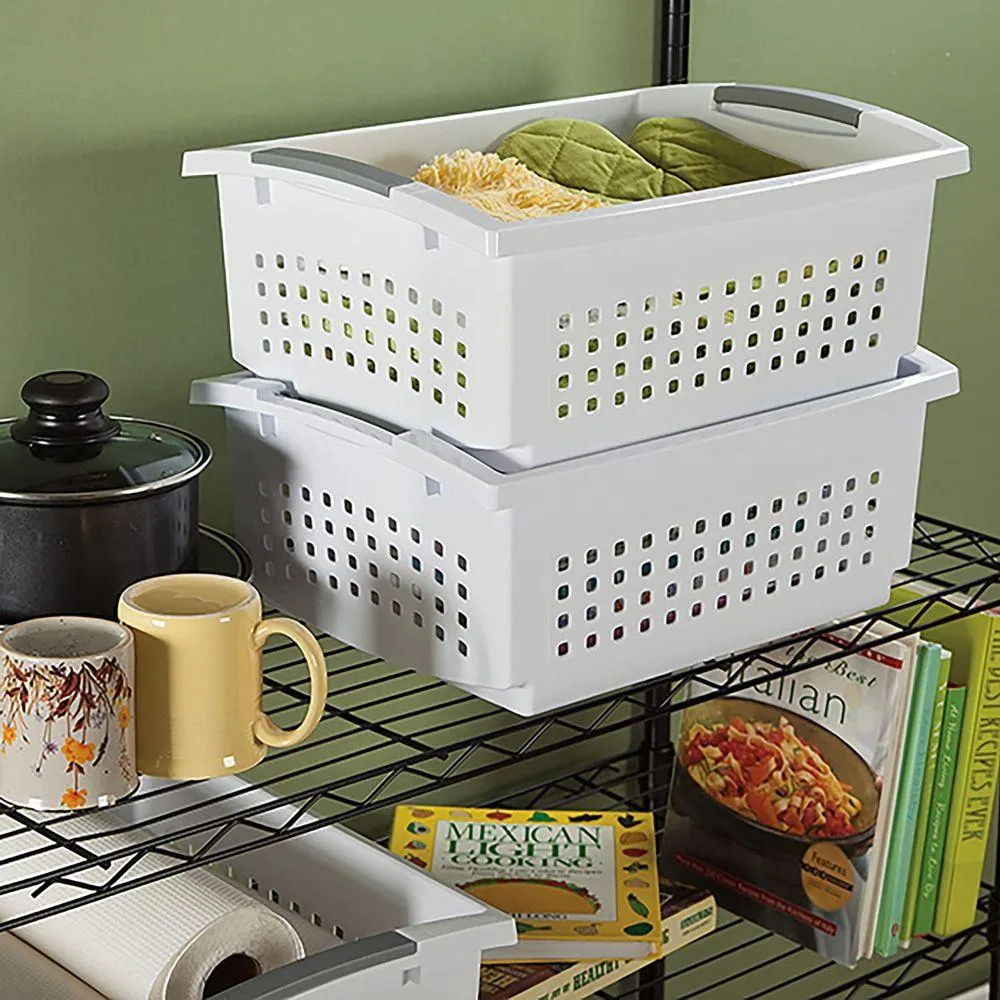 Sterilite Large Stackable Storage Basket White