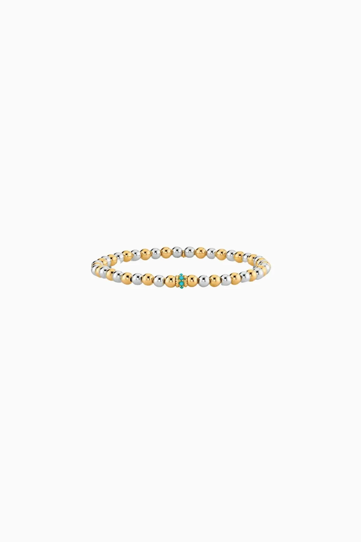 Sydney Evan Gold & Turquoise Scallop Rondelle Bracelet - Yellow/ Silver